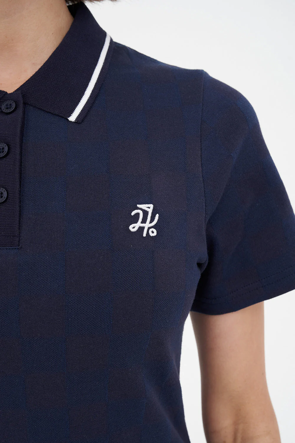 CHECK POLO DRESS NAVY - Image 3